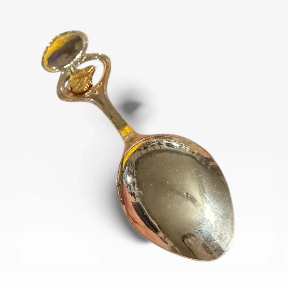 Vintage Buffalo Bill Cody Wyoming Souvenir Spoon with Hanging Buffalo Bill Charm
